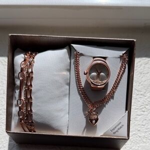 Rose Gold Watch and Bracelet Set